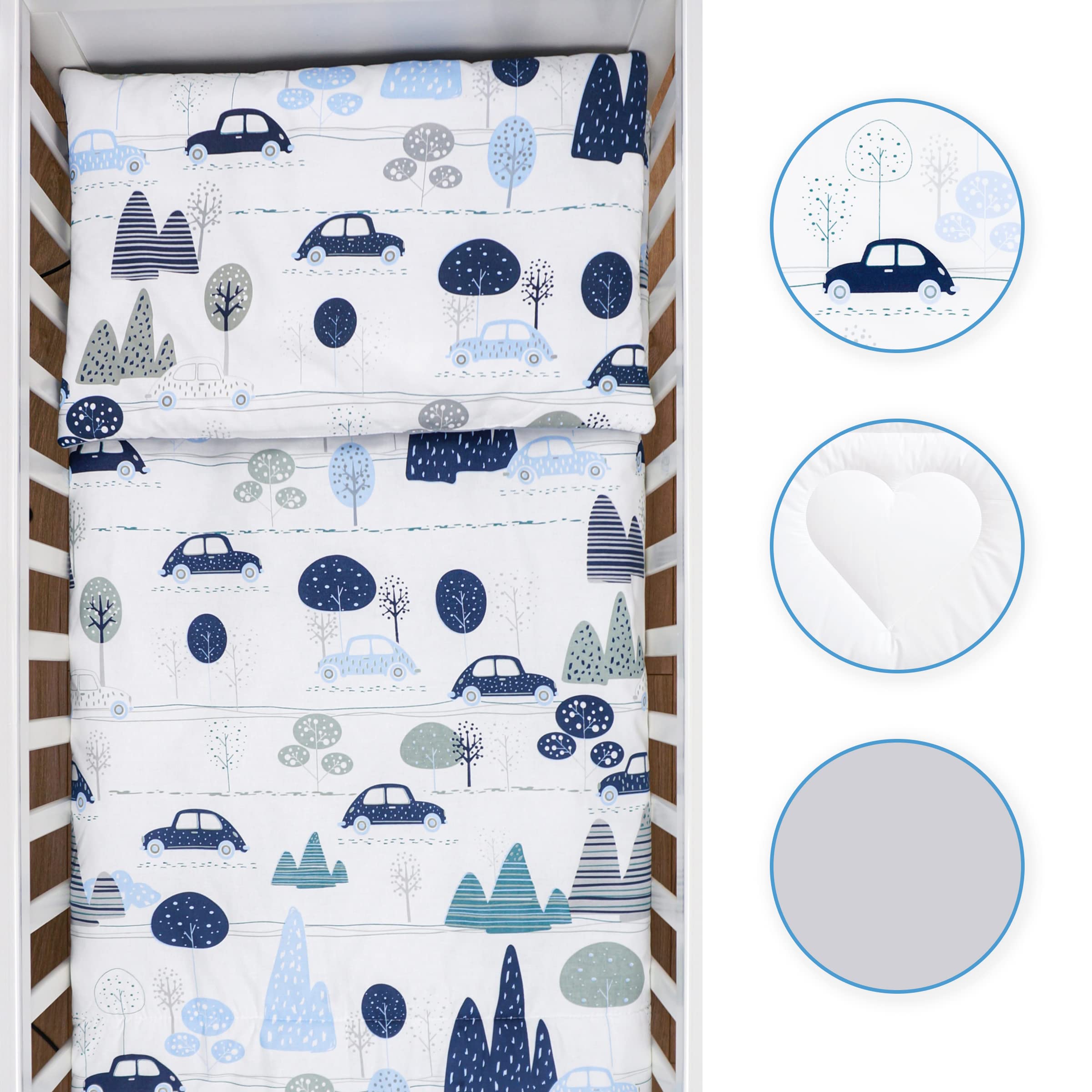 Juego de cama para cuna 4 piezas edredón y funda nórdica 120x90 cm con almohada y funda de almohada - diseño 12