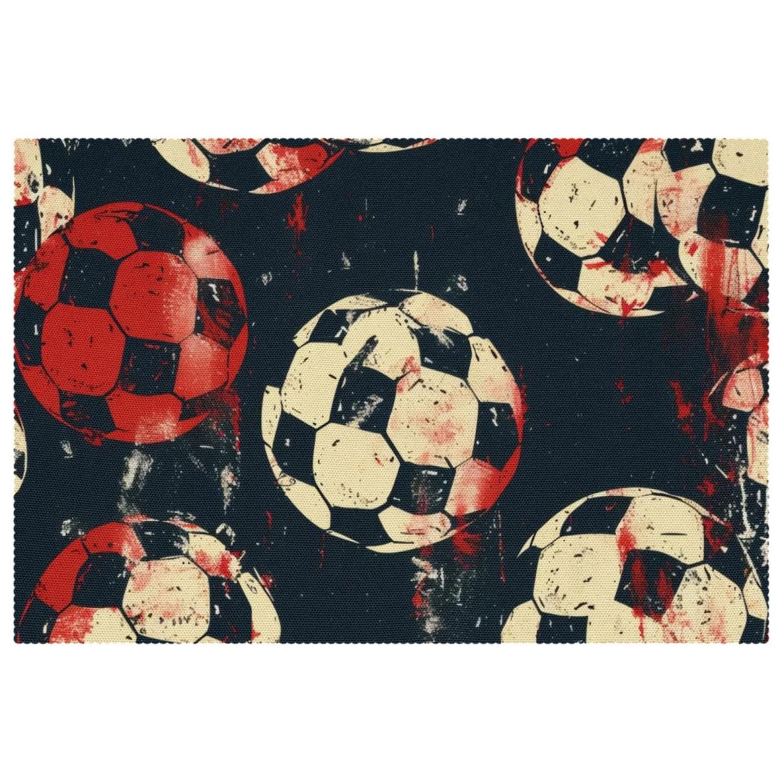 Sets de table football grunge 30x45cm resistants chaleur cuisine lot de 6
