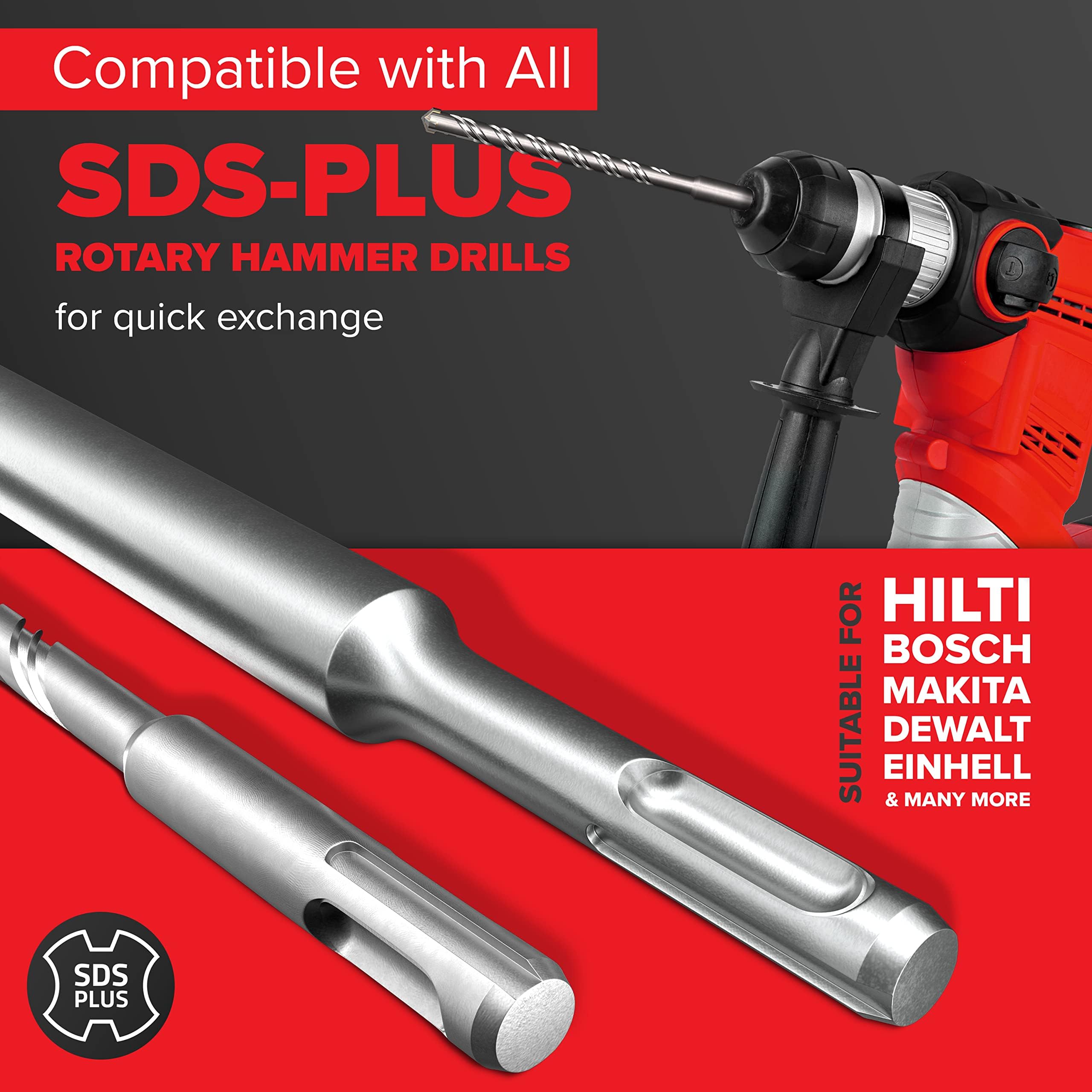 SDS Plus - Foret De 10 Mm De Diamètre - Longueur : 10 X 160 Mm - Pour Le Perçage Dans Le Béton/la Pierre Naturelle/la Maçonnerie - 4 Pointes En Métal Dur