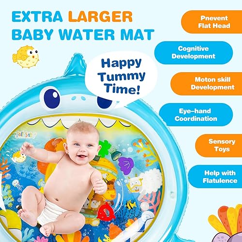 Miniatura 2 de Jollybaby Tapete de agua extra grande para bebés de 0 a 6 a 12 meses, juguetes sensoriales para bebés de 0 a 3 a 6 meses, tapete de juego para bebé,