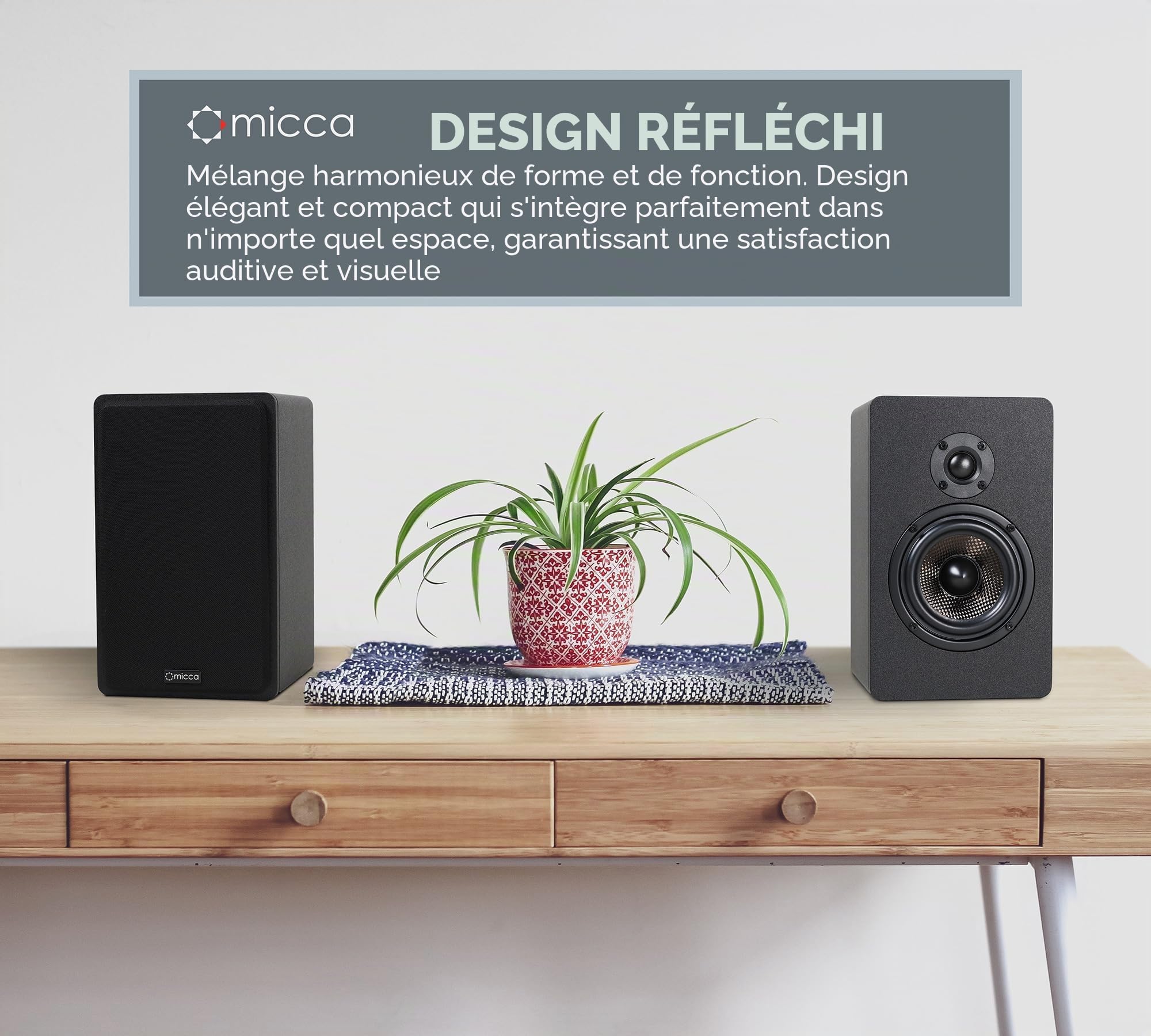 Micca MB42X G2 Haut-parleurs passifs d'étagère pour Son Surround Home cinéma, stéréo et Moniteur de Champ Proche Passif, 2 Voies (Noir, Paire)