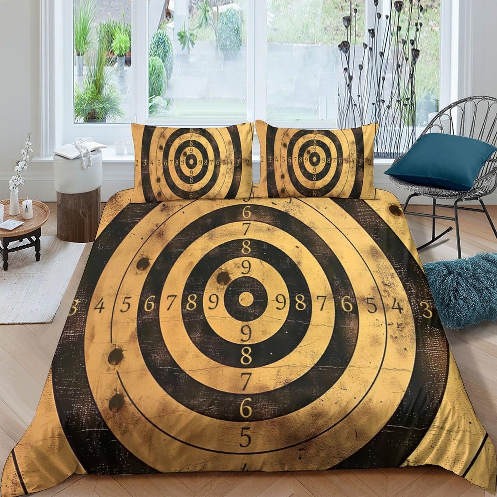 Ctjqhvkz Style-4 3D Printed Target Dartboard Fitted Sheet Microfiber Soft Breathable Bullseye Bed Cover For Bedroom Guest Room Decor Single（135X200cm）