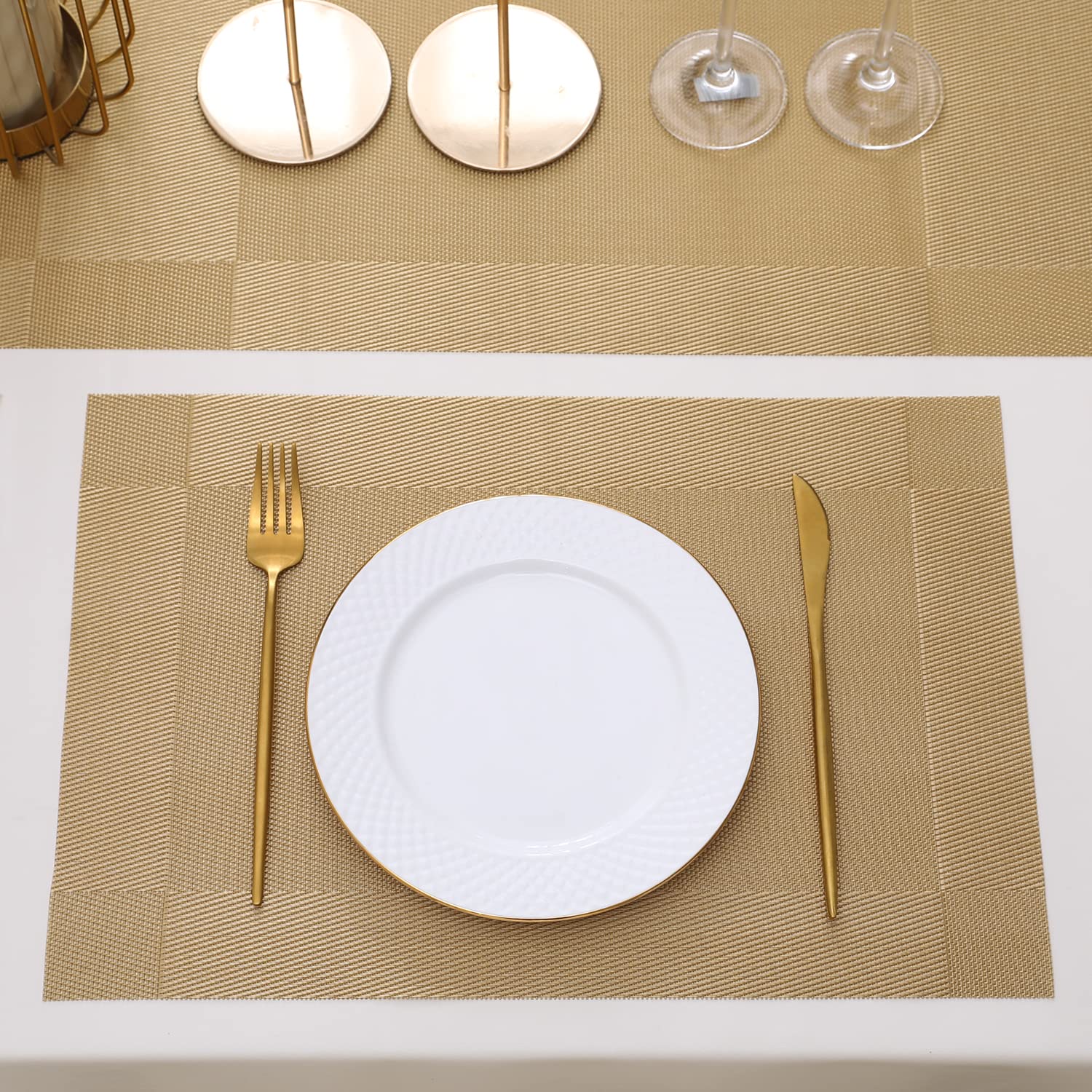 Golden Placemats & Table Runner Set - Protect Your Table -8