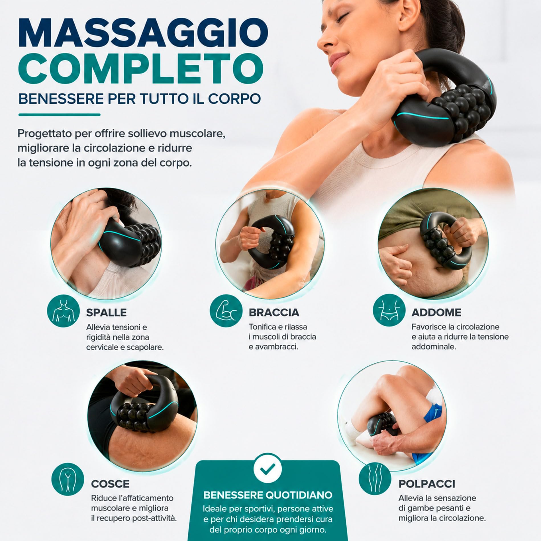 Massaggiatore Cellulite Elettrico Ricaricabile, Massaggiatore Corpo Anticellulite con 3 Velocità, 6 Rulli e 24 Nodi Massaggianti, Ideale per Cervicale, Schiena, Gambe e Muscoli