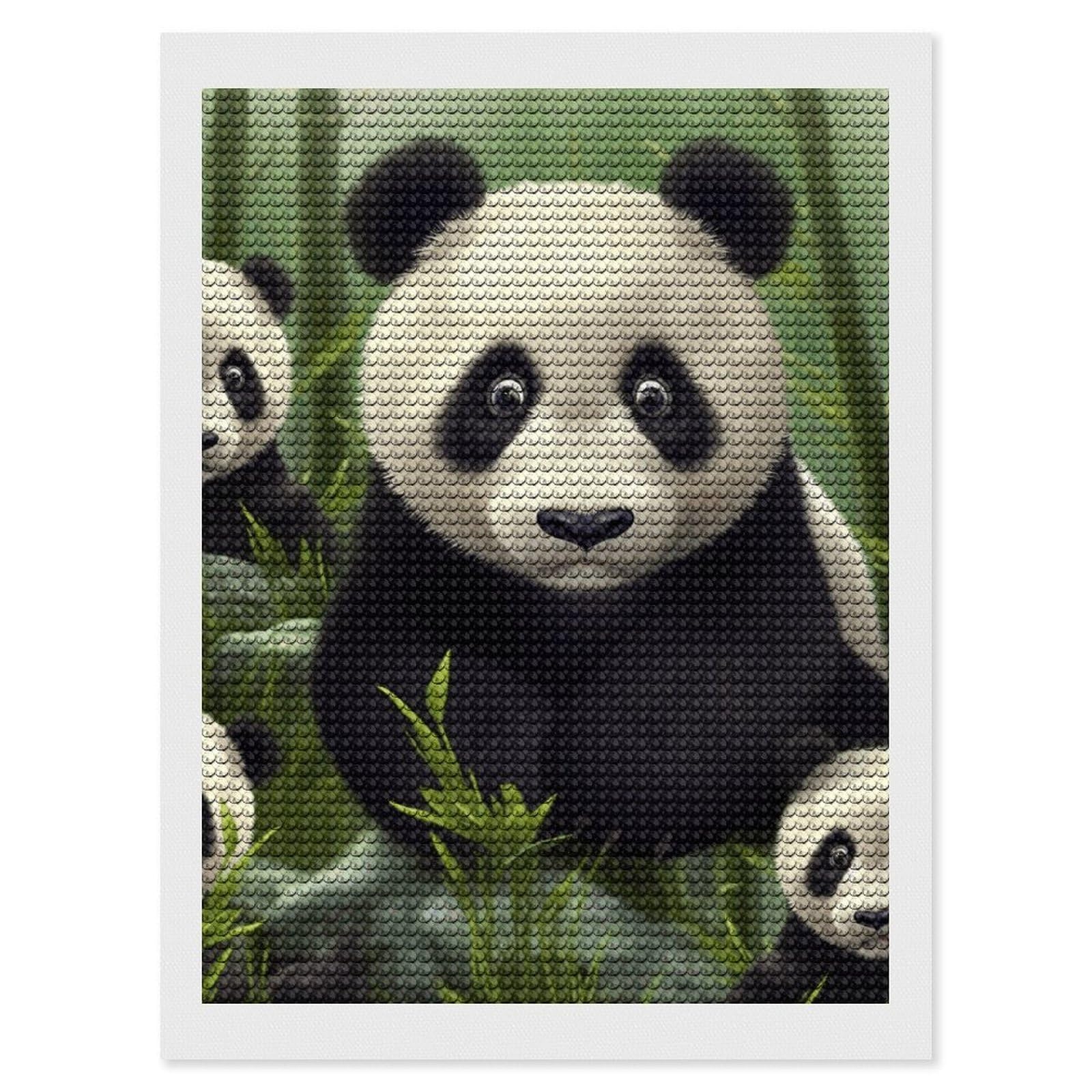 FekiLoot Pandas Diamond Art Kits for Adults, 5D Aurora Diamond Painting Kits for Beginners DIY Full Drill Dots Gem Art Paint Crafts for Home Wall Decor 12"x16"