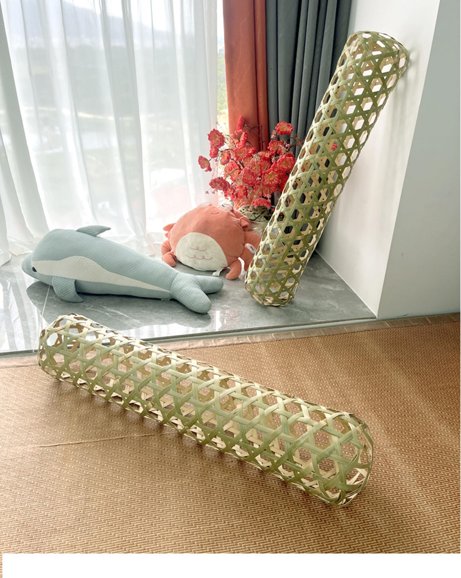 ,85 * 16cm,Cuscino in bambù Fatto A Mano, Cuscino Cilindrico in Fibra Naturale Intrecciata di Alta qualità, Esclusivo Cuscino Estivo Traspirante E Fresco per L'arredo della Camera da Letto