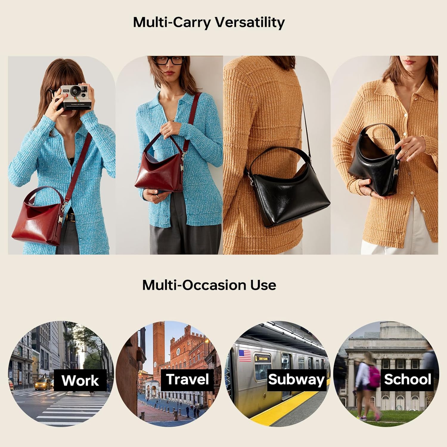 LA FESTIN Small Purse Leather Handbags for Women: Shoulder Crossbody Bag - Handbag with Strap - Image 6