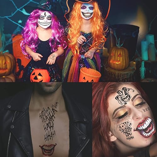 Miniatura 7 de 12 hojas de tatuajes de Joker para escuadrón suicida, tatuajes de Harley Quinn perfectos para Halloween, disfraces, fiesta, accesorios de Harley