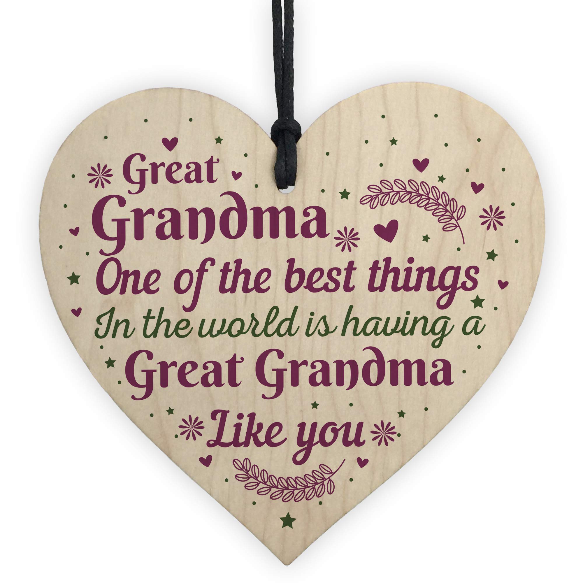 Red Ocean Multicolor Great Grandma Grandmother Gift Handmade Wooden Heart Plaque Keepsake Nan Nanny Gift For Christmas Birthday