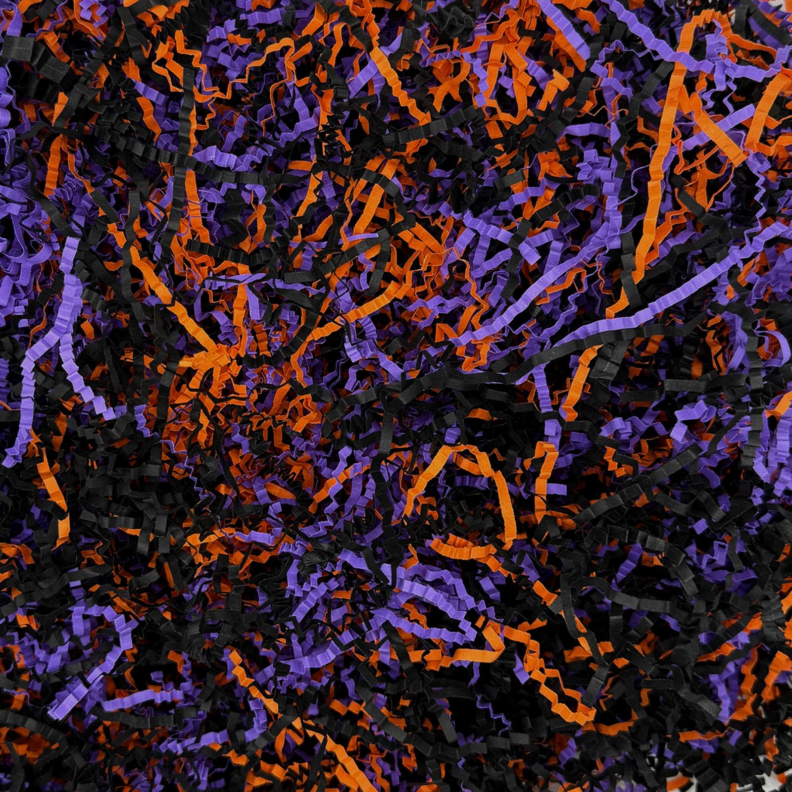 Zankubom 1/2LB Black Orange Purple Crinkle Cut Paper Shred Filler Great for Gift Wrapping, Basket Fillers, Birthday, Gift Wrapping, Anniversary, Halloween Christmas Party Decor Filling Supplies