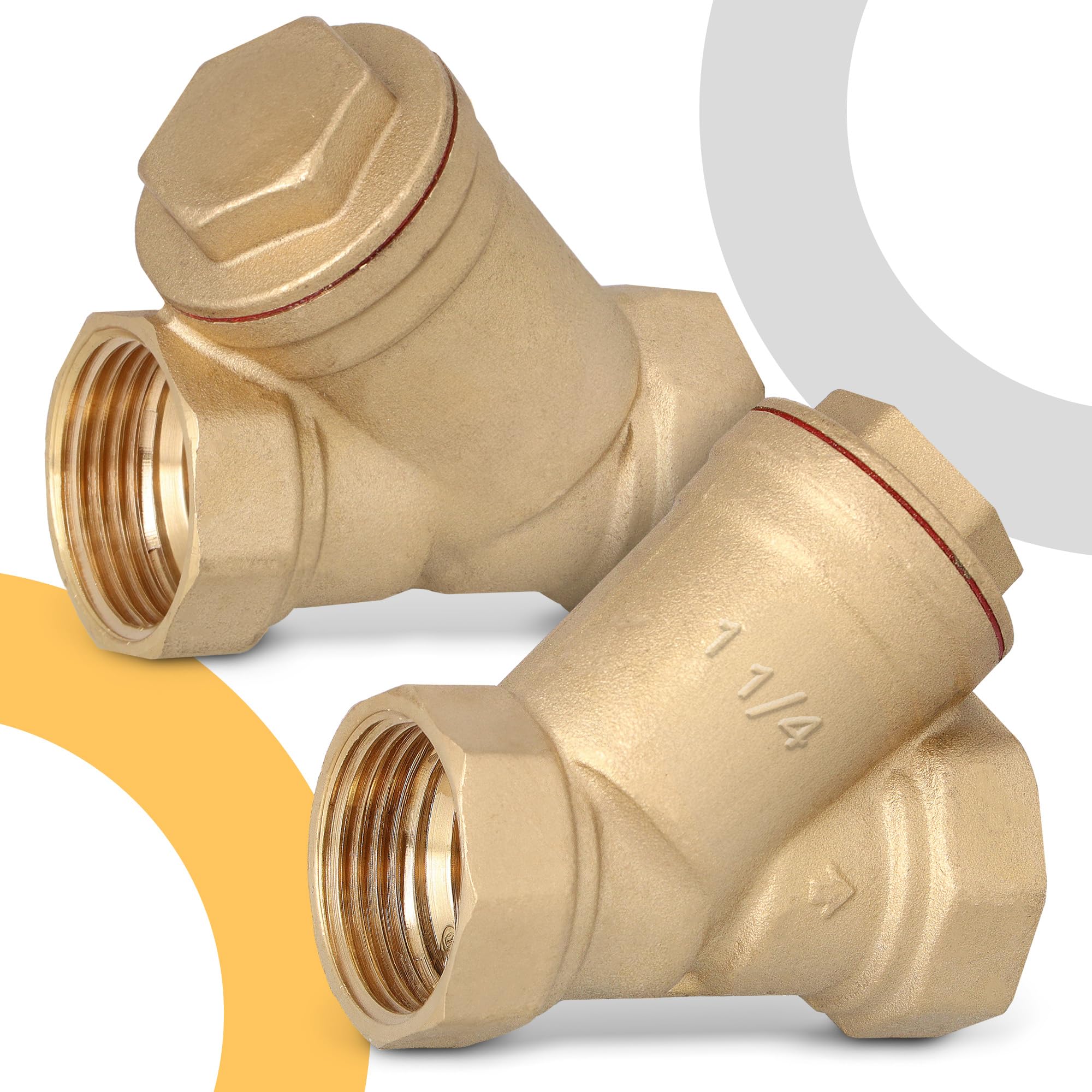 Instalguru Filtre À Eau Y En Laiton Avec Raccord Femelle 1 1/4 Pouce Filtre À Sédiments Pour Tuyauterie Système De Plomberie Chauffage Armature Sanitaire Et Traitement D’Eau