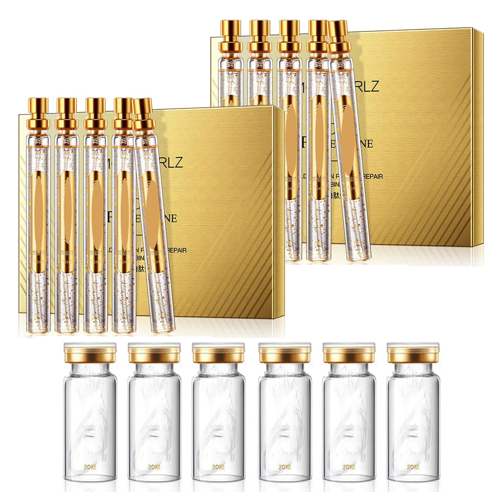 Instalift Protein Thread Lifting Set, Soluble Protein Thread and Nano Gold Essence Combination, Protein Threads Absorbable Collagen Thread for Face Lift, Smoothes Fine Lines (2 Sets+6 Protein Thread)