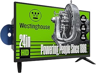 Westinghouse 24 Inch TV with DVD Player Built in, HD LED Small Flat Screen Non-Smart Television DVD Combo, RV Camper, Works with Fire Stick, Roku, Apple TV, TiVo, Xumo, and Streaming Devices.