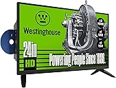 Westinghouse 24 Inch TV with DVD Player Built in, HD LED Small Flat Screen Non-Smart Television DVD Combo, RV Camper, Works with Fire Stick, Roku, Apple TV, TiVo, Xumo, and Streaming Devices.