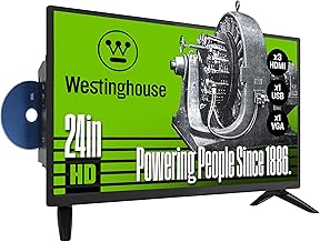 Westinghouse 24 Inch TV with DVD Player Built in, HD LED Small Flat Screen Non-Smart Television DVD Combo, RV Camper, Works with Fire Stick, Roku, Apple TV, TiVo, Xumo, and Streaming Devices.