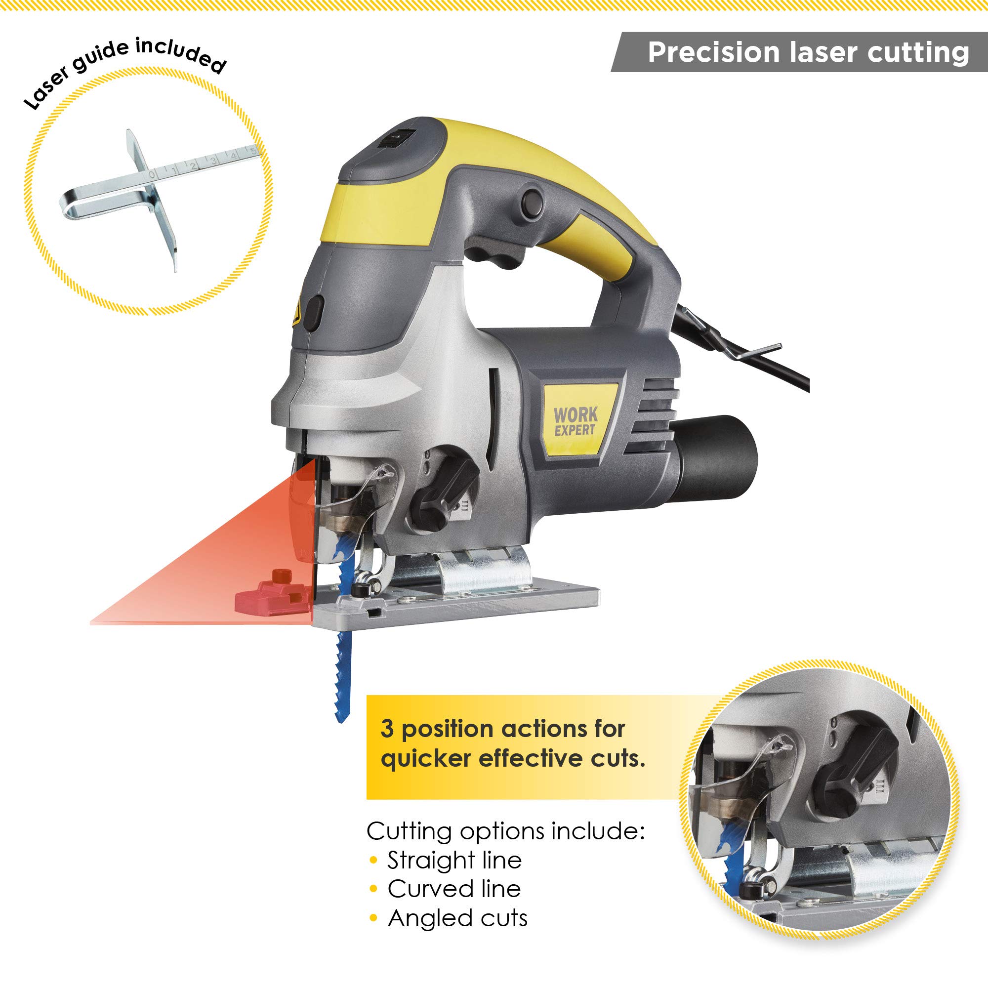 Buy Work Expert Electric Jigsaw with Laser Guide 6 Speed DIY Tool 800W