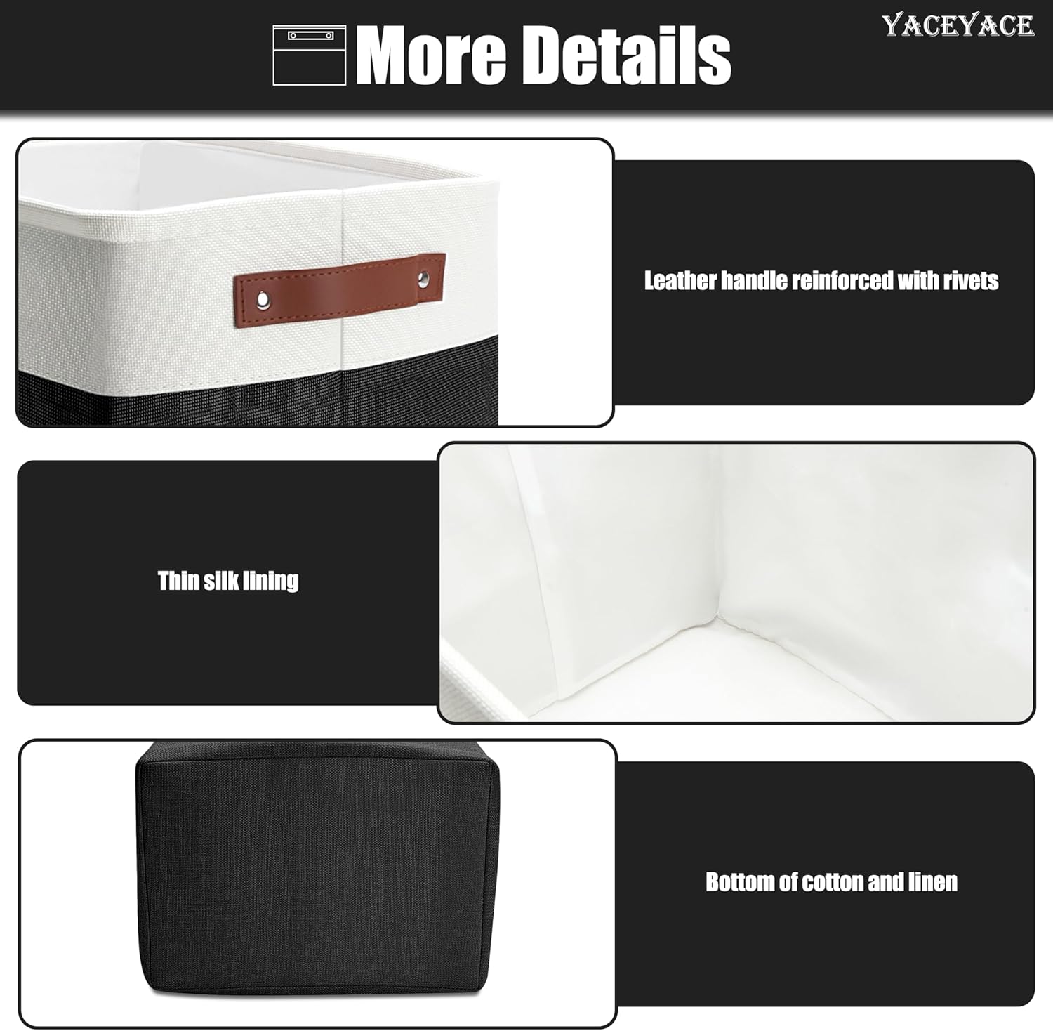 Storage Baskets, 4 Pack Linen Fabric Storage Bins for Shelves, Foldable Baskets with Handles for Home Organization, 15"x11"x9.5"
