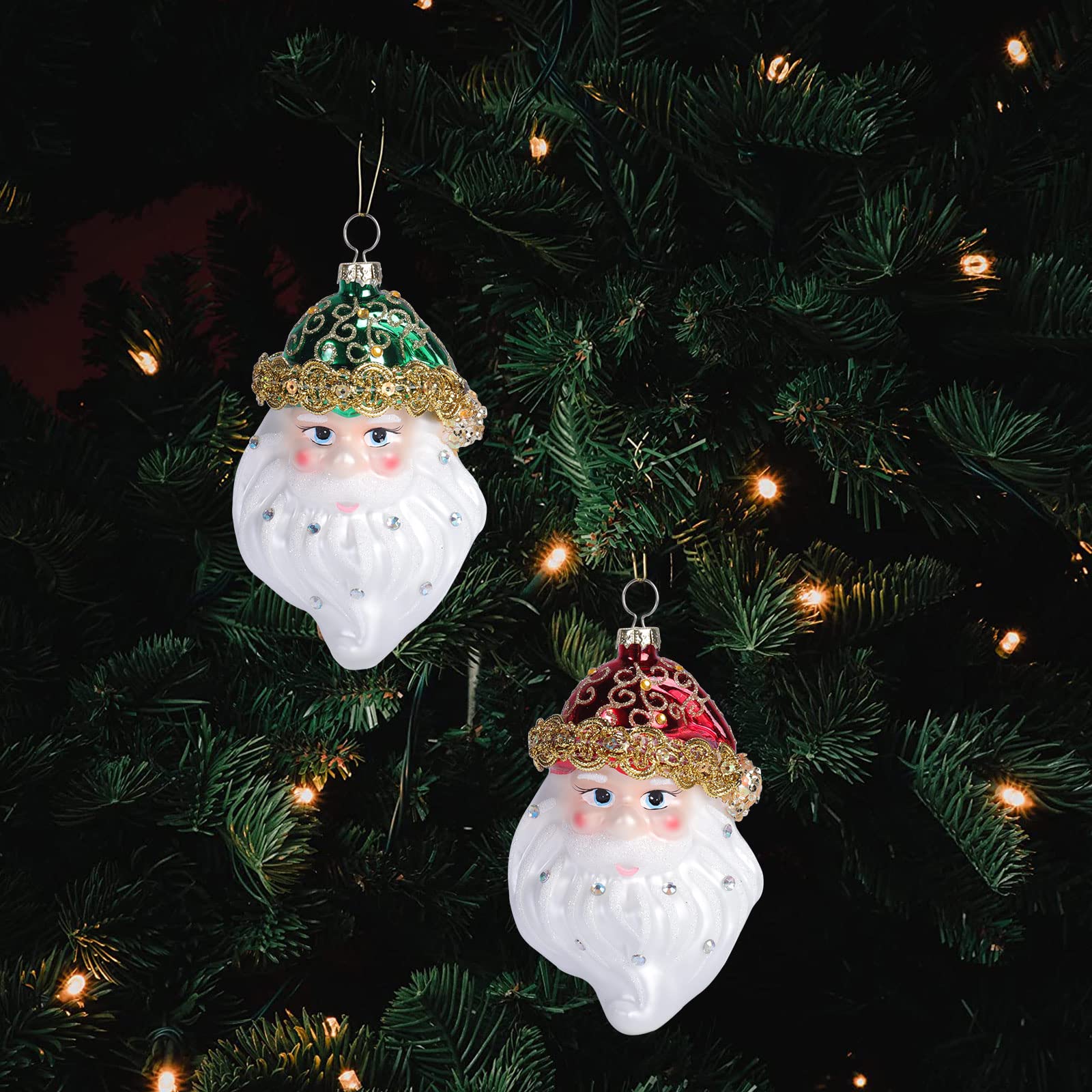 Amazon.com: Santa Ornaments for Christmas Tree, Set of 2PCS 5.9