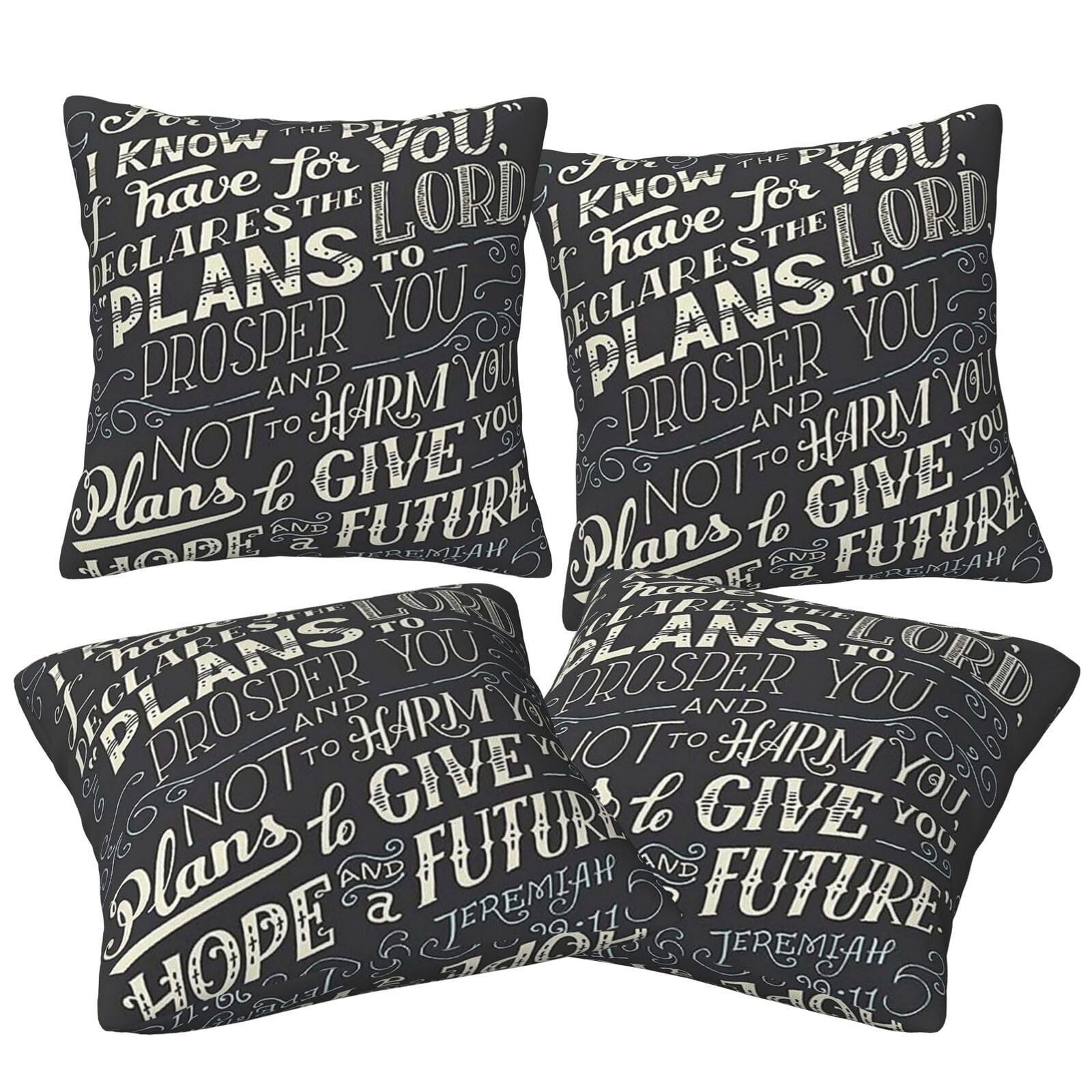 Lamame I Know The Plans Have You Declares Lord Printed Square Pillowcase Decorative Pillowcase Cushion Cover 4Pcs
