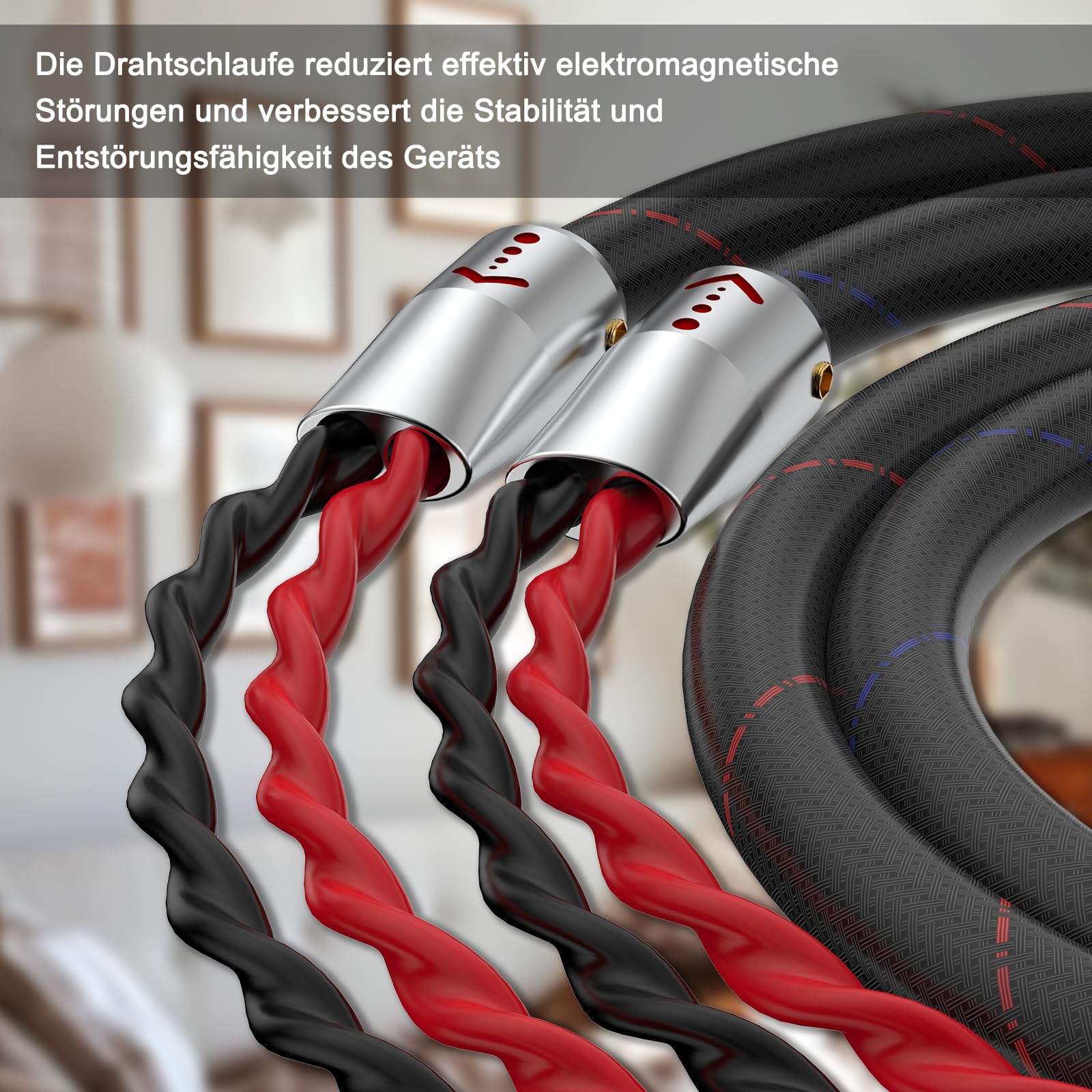 High-End Lautspecherkabel, A Paar Lautsprecherkabel Flexibles Kabel Versilberte Banane Speaker Cable Lautsprecher Kabel mit hochwertigen Bananensteckern für High End Lautsprechersystem (2.5m)