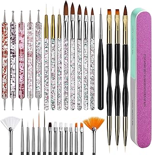 Oneleaf Nail Art Brushes Set - 32 PCS Nail Tool for Nail Art U V Gel Nail Brushes, Acrylic Nail Brushes, Liner Brushes, Dotting Tools, Dust Brush, Dual End Drawing Pen, Nail Design Kit for Nail Salon Home Use