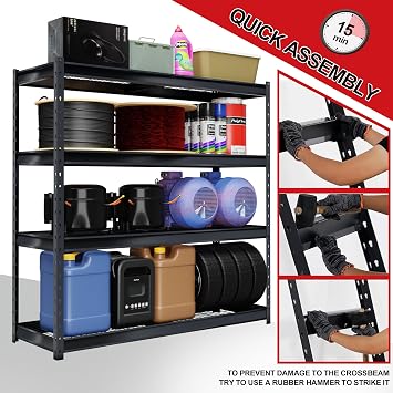 The Atlas 8000LBS Ultra Heavy Duty Garage Shelving, 72W Storage Shelves, Adjustable NSF Certified Metal Industrial Rack for Warehouse Basement, 72 W x 24 D x 72 H
