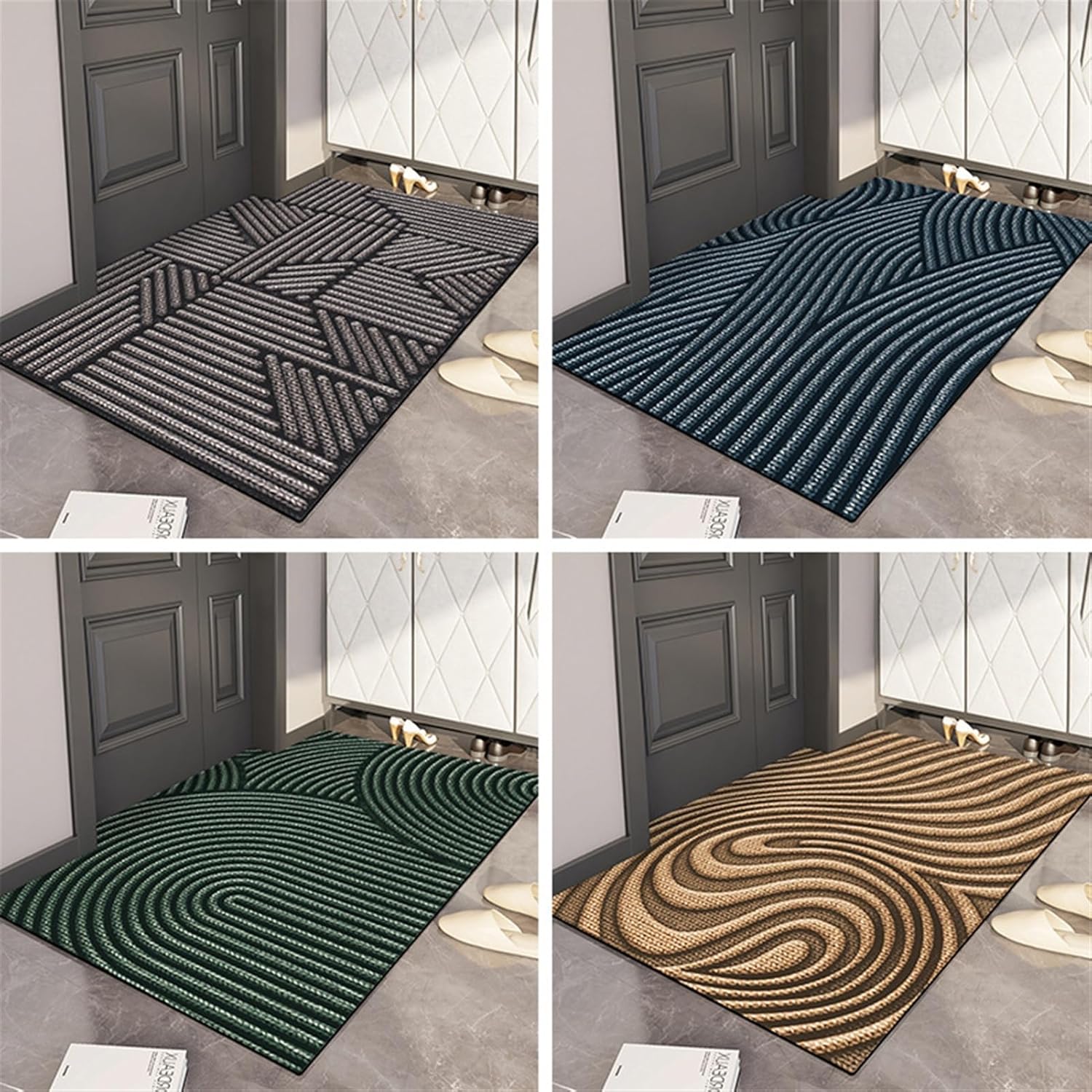 GIBZ Front Door Mat Indoor Outdoor Entrance, Heave Duty Doormat Stain and Fade Resistant, Waterproof Welcome Mats for Entry, Green, 19" x 31"