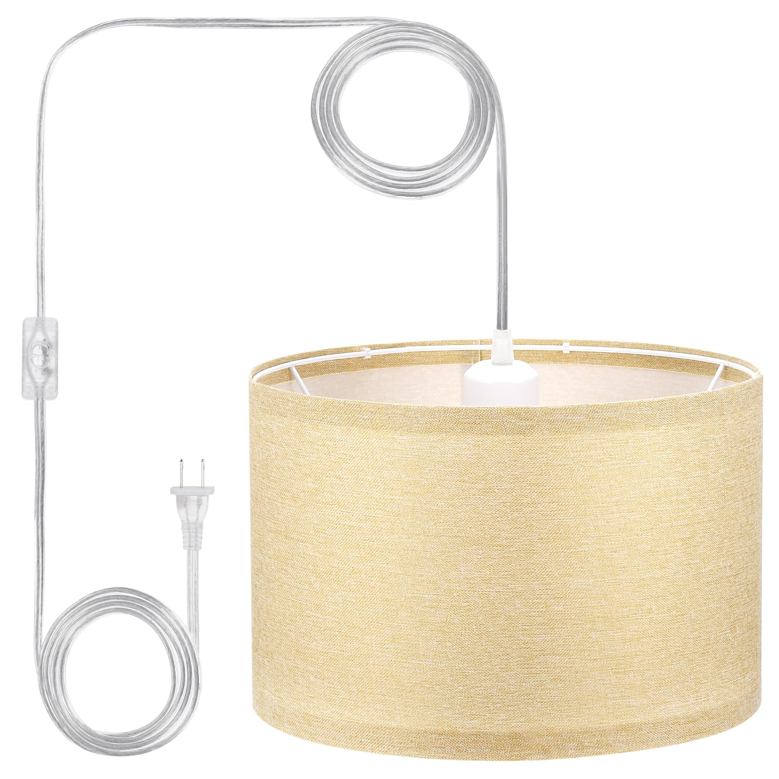 PATIKIL Plug in Pendant Light, 15Ft Rope Cord Hanging Lamp Fixture with ...