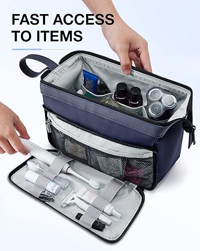 Miniatura 10 de BAGSMART Bolsa de aseo para hombres, bolsa de viaje de apertura amplia para artículos de tocador, kit Dopp resistente al agua, bolsa de higiene de