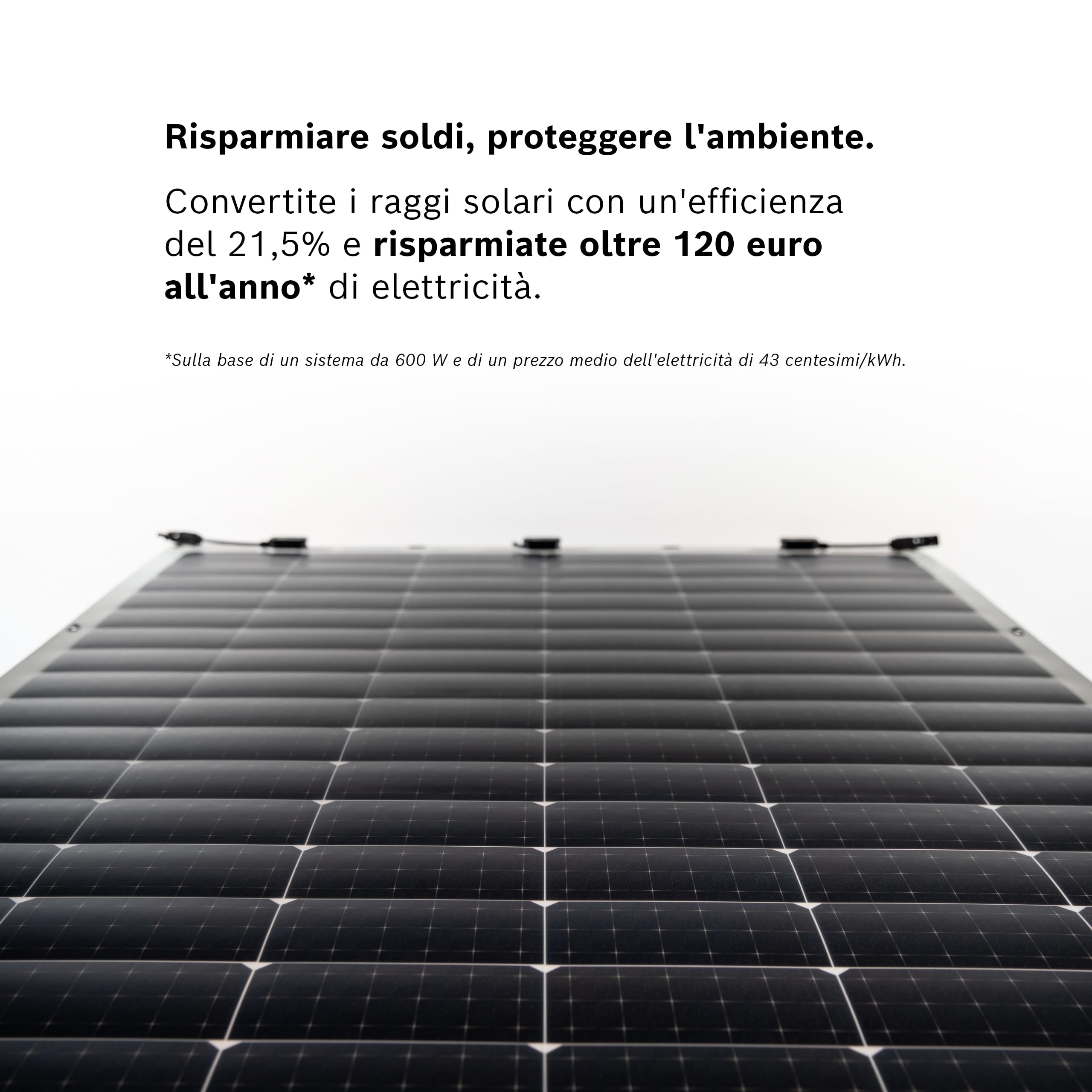 Bosch Solar 4000 P, Impianto fotovoltaico da balcone, 600 Watt | Impianto Fotovoltaico da Balcone Plug-and-Play, Modulo Ultraleggero (<6 kg), Micro-Inverter incluso, Autoinstallabile