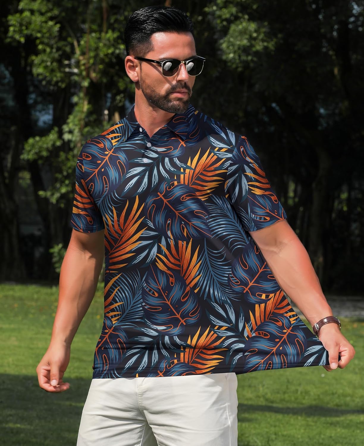 zeetoo Men's Polo Shirts Hawaiian Golf Polos Shirts Short Sleeve Performance Moisture Wicking Mens Golf Shirts - Image 3