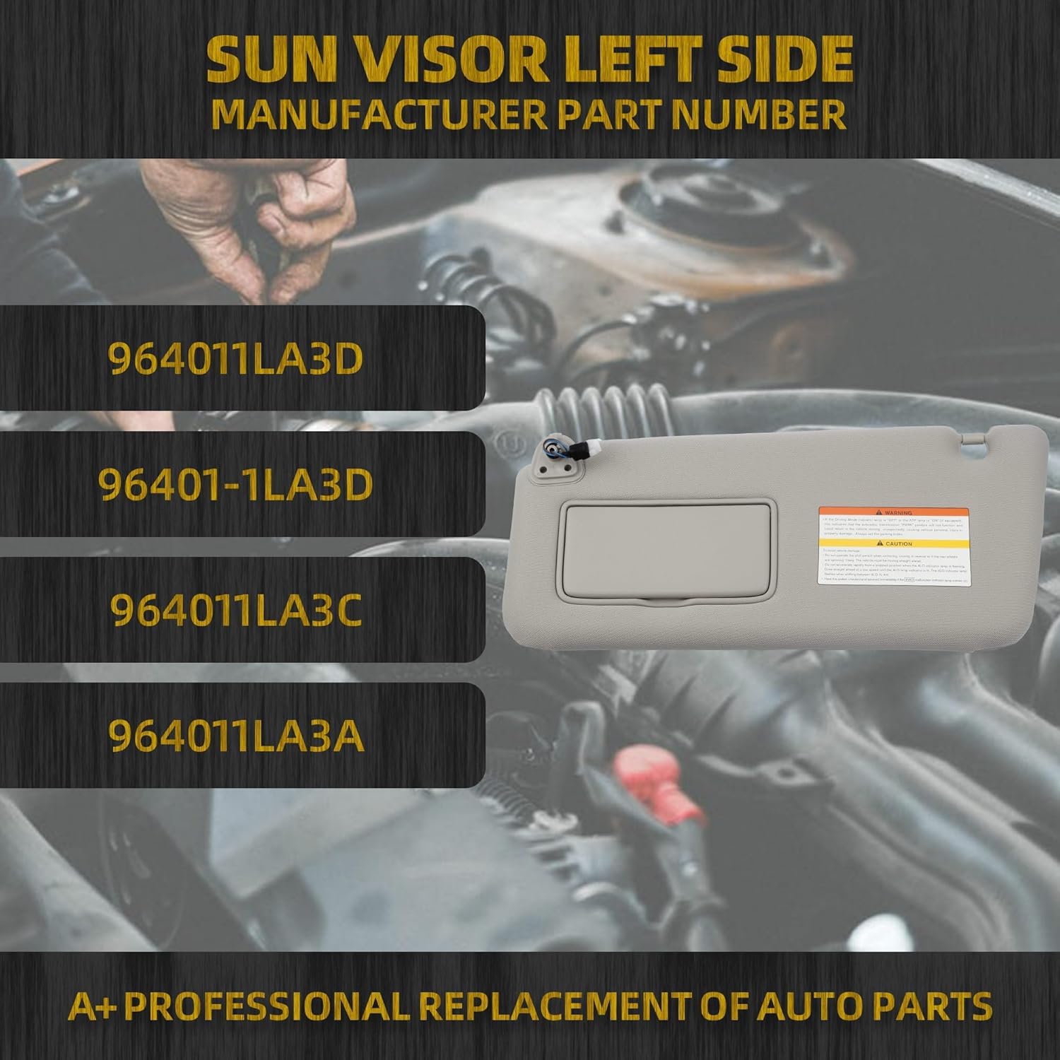 Dasbecan Gray Left Driver Side Sun Visor Compatible with Infiniti QX56 2011 2012 2013 QX80 2014 2015 2016 Replaces# 96401-1LA3D 96401-1LA3C 96401-1LA3A