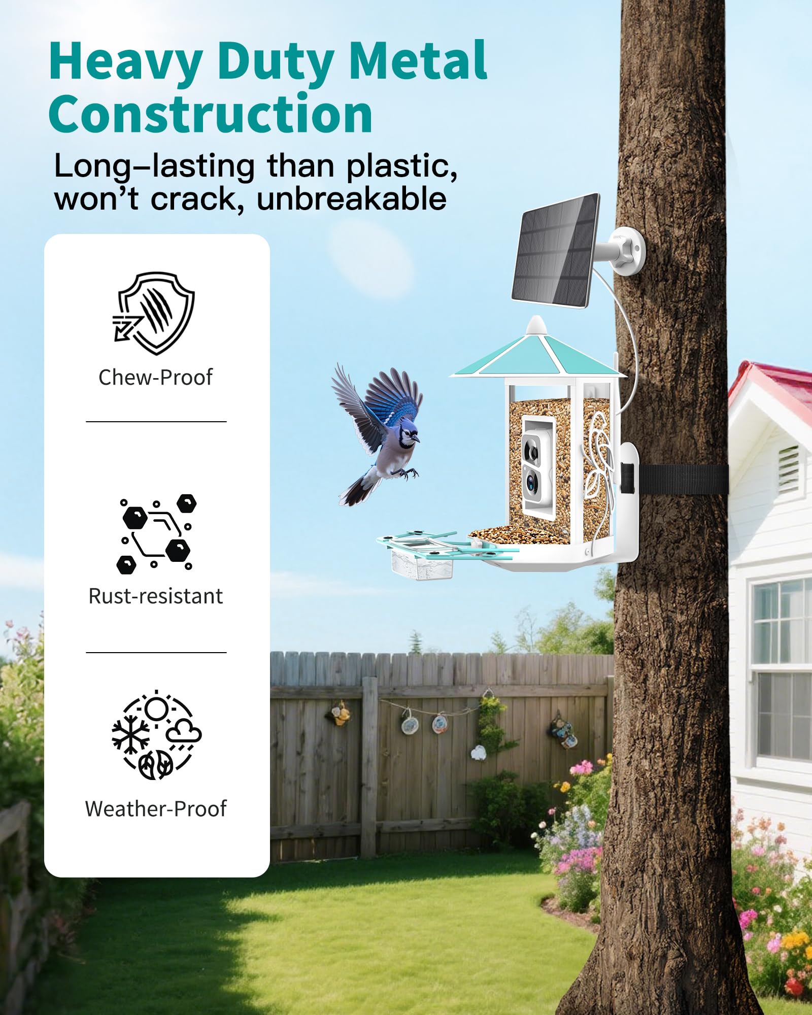 All-Metal Solar Powered Smart Bird Feeder with Camera - Dettaglio