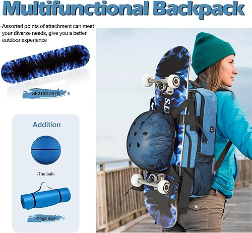 Miniatura 2 de Skateboard Backpack, Skateboard Bag Sports Backpack, Laptop Bag Multi-Sport Design for Men & Women