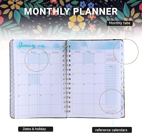 Miniatura 4 de Golcellia Agenda 2024  Agenda semanal y mensual 2024, desde enero de 2024 a diciembre de 2024, agenda A5, agenda mensual 2024 encuadernada en