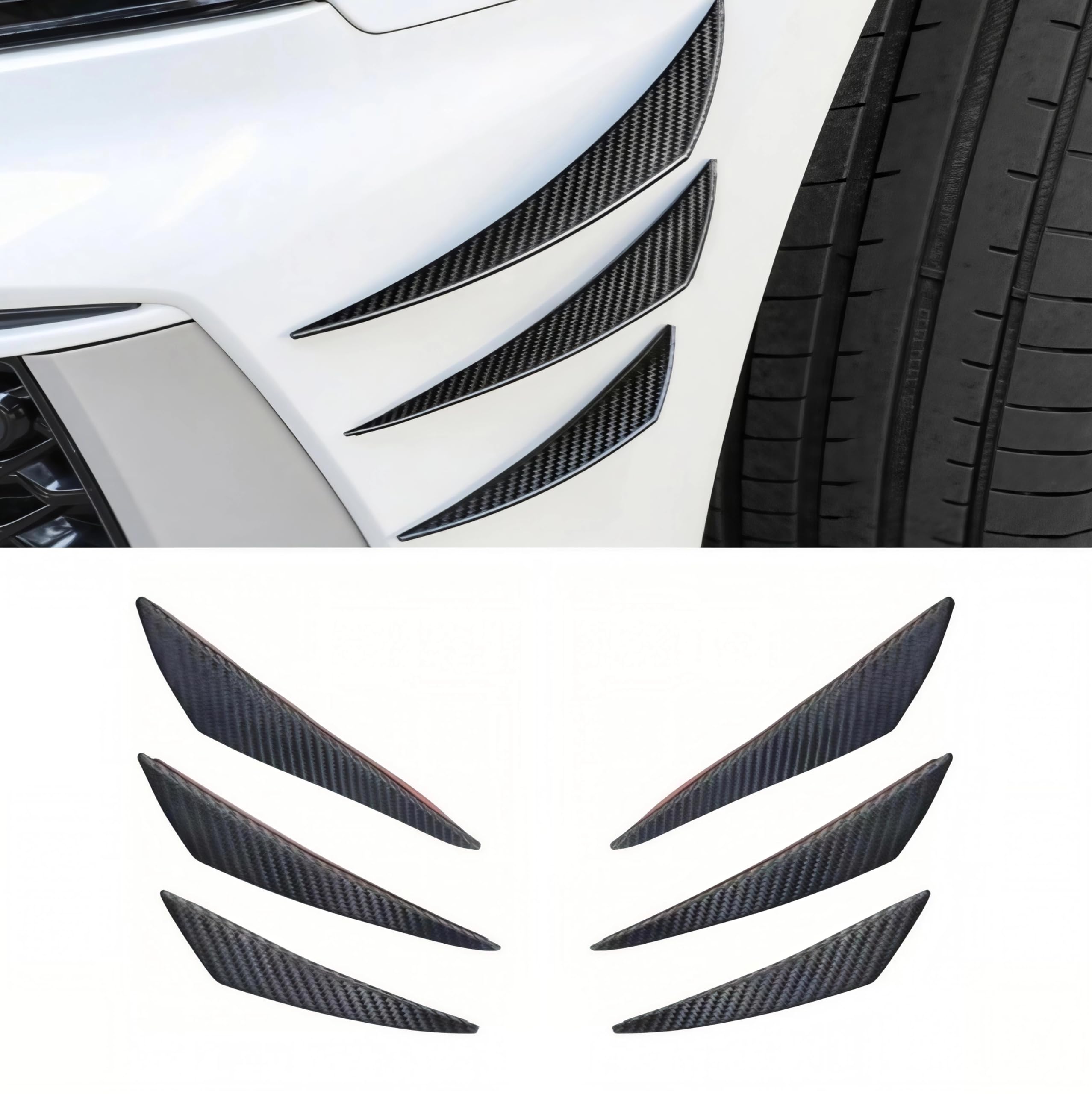 Qizun Carbon Fiber Texture 6 Pcs Front Bumper Spoiler Splitter Lip For Renault Austral E-Tech Hybrid Esprit Alpine Suv 2022-2025 Aerodynamic Air Deflector Valance Chin Body Kit Flexible Soft Rubber
