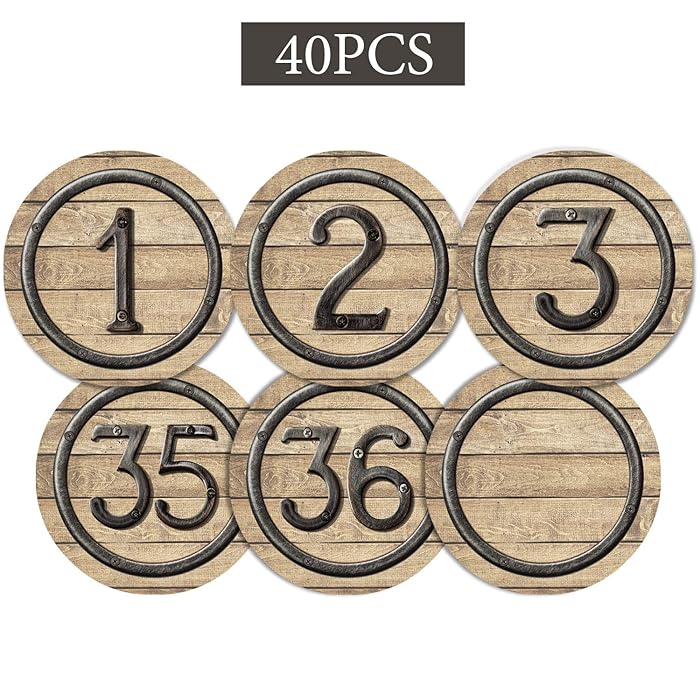Buy 40 Pieces Laminated Industrial Student Numbers Cutouts Circle Wood
