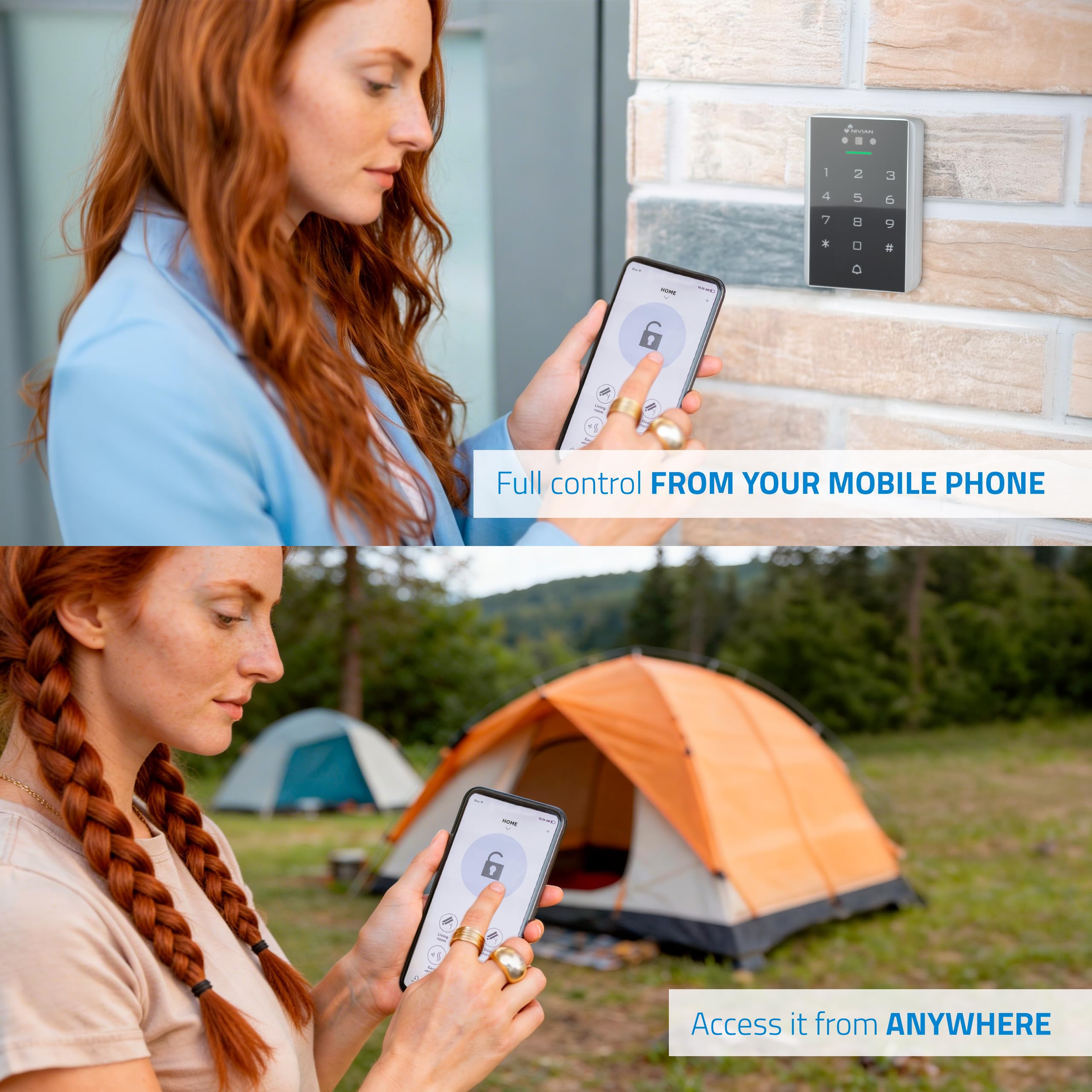 Contrôle d'accès Intelligent avec Reconnaissance faciale, Clavier PIN, Carte RFID et Application WiFi - 2000 utilisateurs, IP68 extérieur, Gestion à Distance Tuya Smart, Codes temporaires NIVIAN