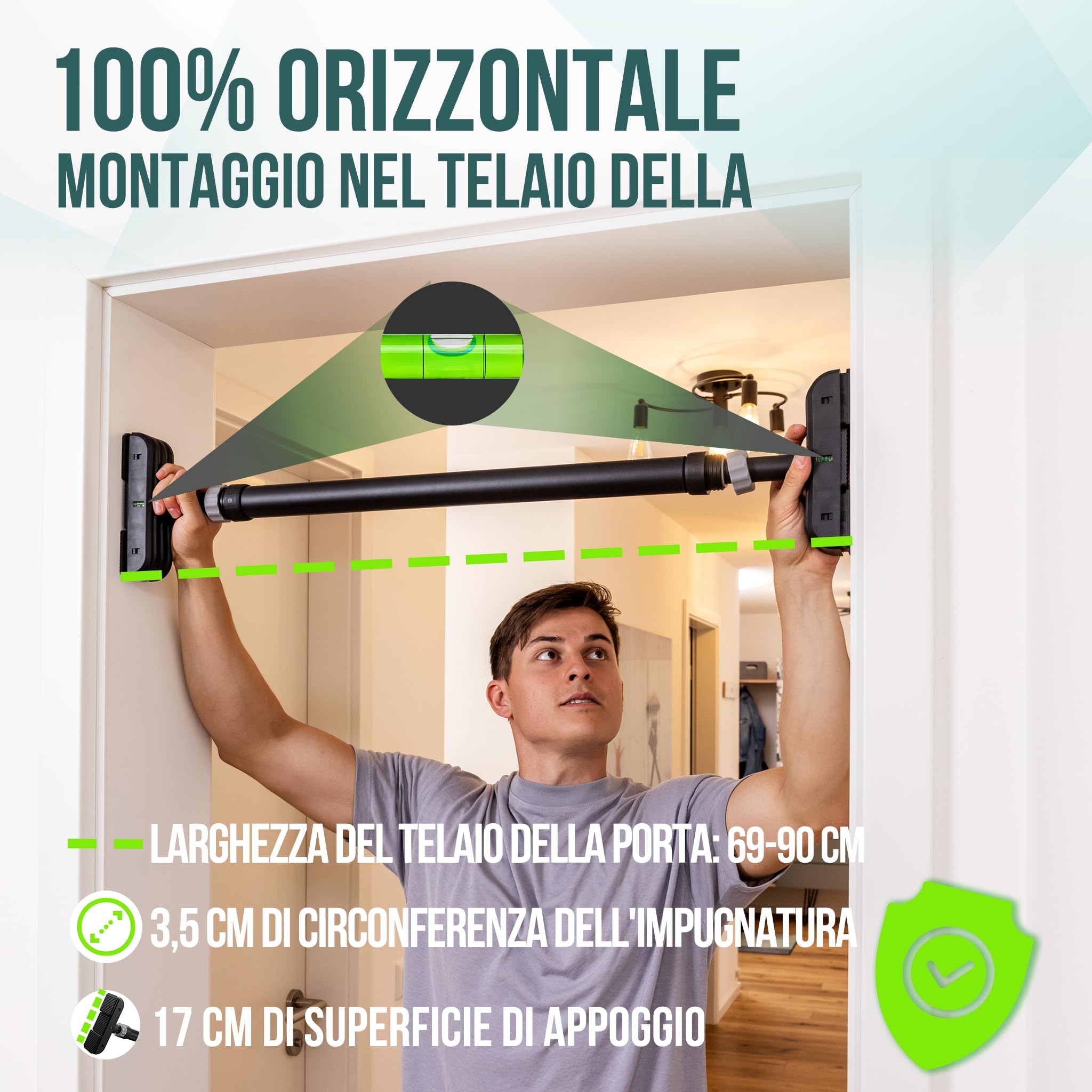 PULLUP & DIP barra per trazioni senza trapano con stazione di immersione - barra per porte con barra immersioni - estensione della barra per immersioni per la casa - set per trazioni per calisthenics