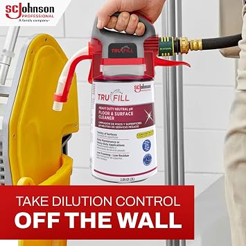 SC Johnson Professional TruFill Heavy Duty Neutral pH Floor & Surface Cleaner Starter Kit, Two 2L Cartridges, Two Dispenser Heads, Concentrated Formula for Daily Maintenance, for Professional Use Only