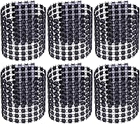 Vista 1 de 50 servilleteros negros, servilleteros de diamantes de imitación para grandes eventos, decoraciones de mesa, bodas, fiestas, bricolaje