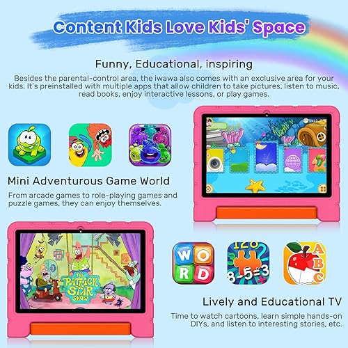 Miniatura 6 de Tableta infantil 2025 con Android 15 de 10 pulgadas para niños Octa-Core, 30 GB+64 GB (TF 1 TB), tableta para niños pequeños con funda a prueba de