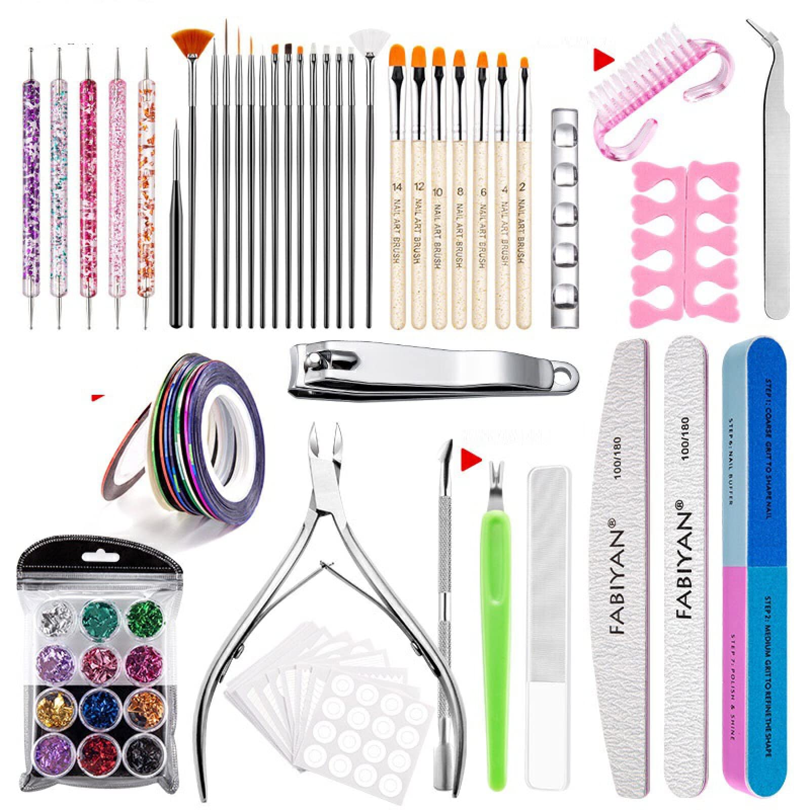 Ensemble complet de brosses à ongles limes et tampons de manucure pour polir - 7