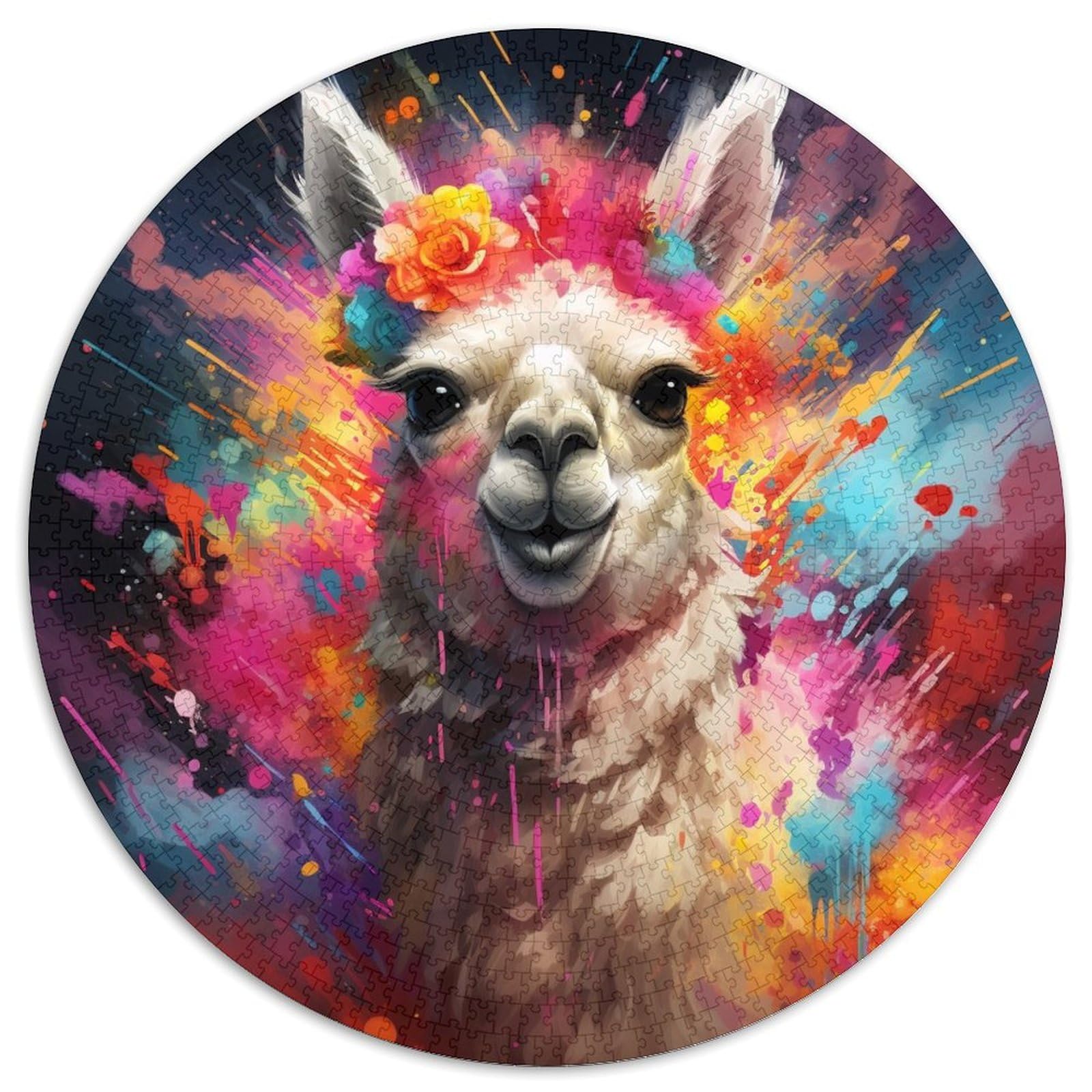 1000 Pieces Puzzles for Adults Alpaca Paper Round Puzzles Family Bonding Activity,Unique Gift for Holidays & Birthdays 67.5x67.5cm — image 1