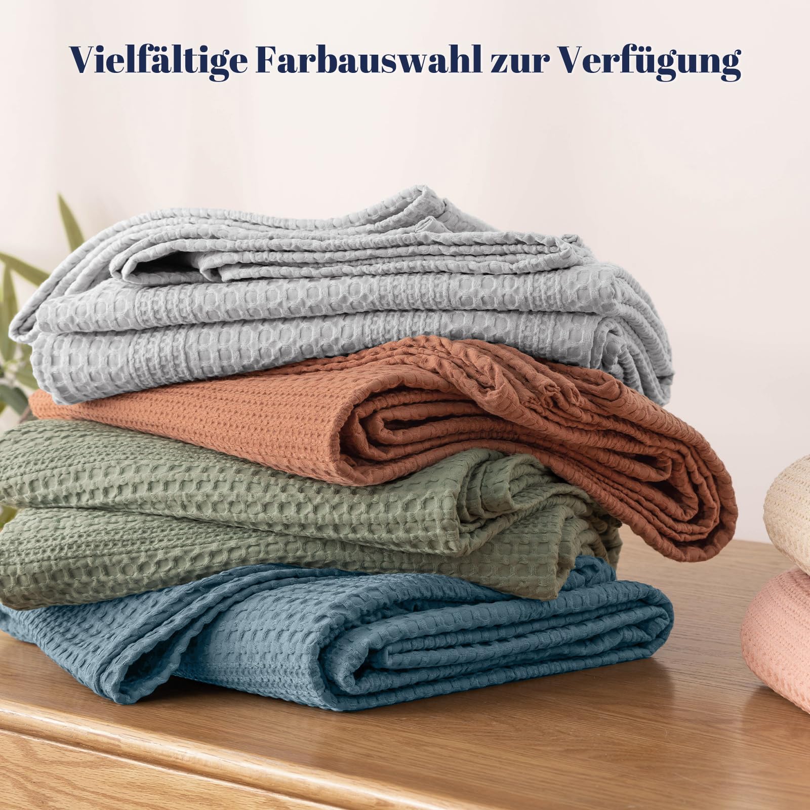 PHF Leichte Waffeldecke 220 x 240 cm, Atmungsaktive & Ultraweiche Kuscheldecke in Waffeloptik, Dünne Decke für Frühling & Sommer, Bett & Deko - Schokolade