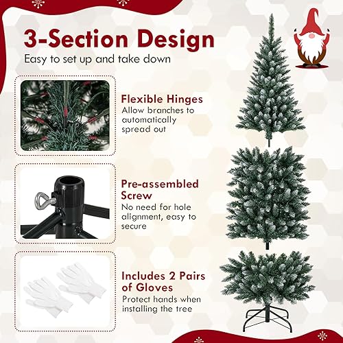 Miniatura 98 de Goplus - Árbol de Navidad artificial cónico de 6 pies, 340 puntas de rama, agujas de cloruro de polivinilo premium, delgado con soporte de metal