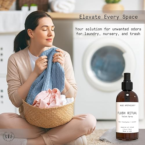 Miniatura 7 de Muse Apothecary Flush Ritual - Aerosol aromático y refrescante para inodoro, uso antes de ir, 4 onzas, infundido con aceites esenciales naturales,