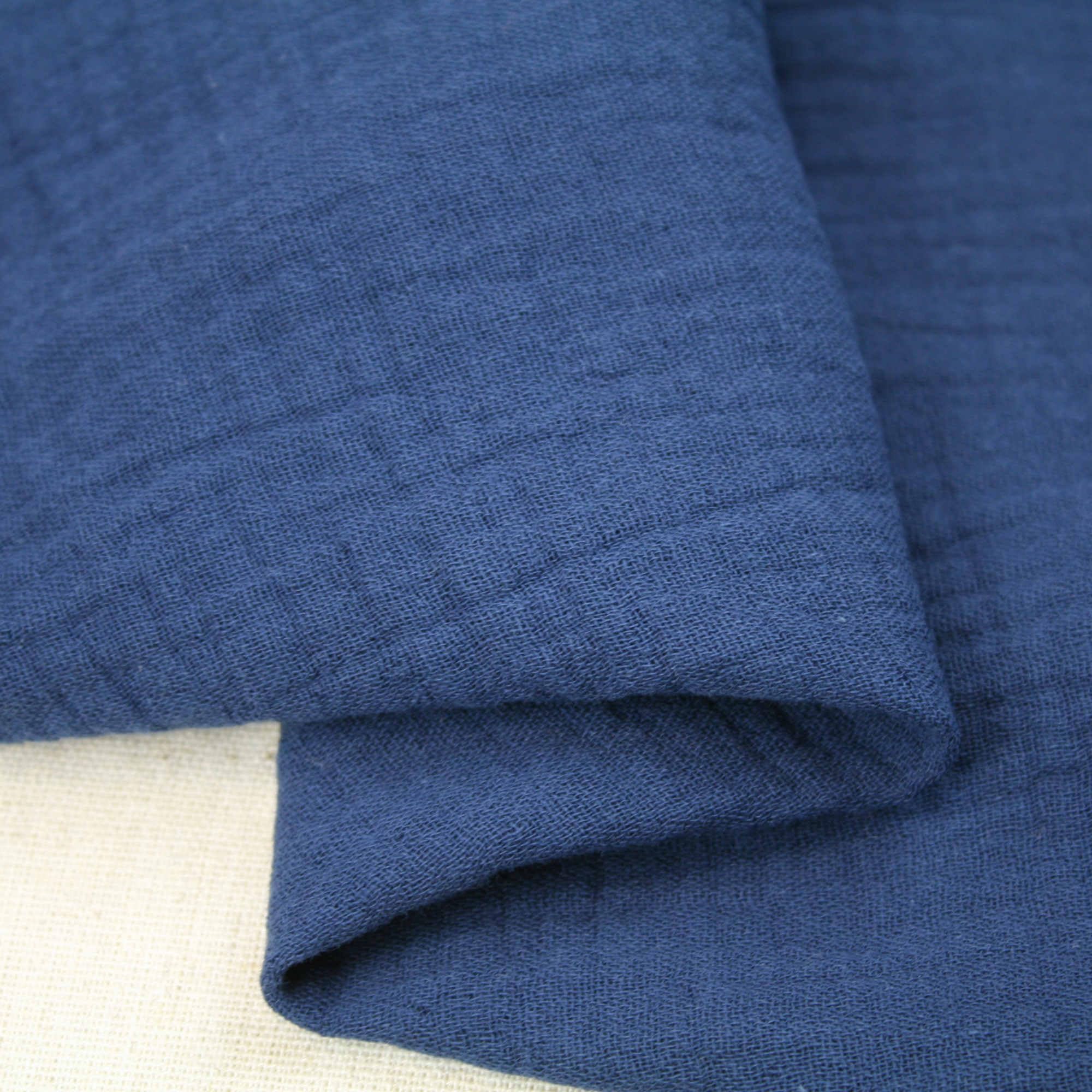 We Love Fabric Double Gauze 100% Cotton Fabric Dressmaking Plain Lightweight Soft Muslin (Navy Blue), 2402200