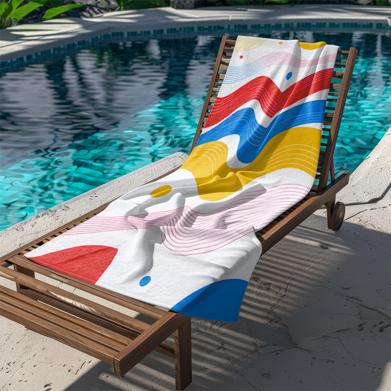 Fouta PlageRouge Jaune Bleu Lignes Épaisses Modèle Surdimensionné avec Diverses Tailles, Respirante et Portable, Parfaite pour Voyages Sorties Piscine et Usage Extérieur Quotidien 90x160 cm