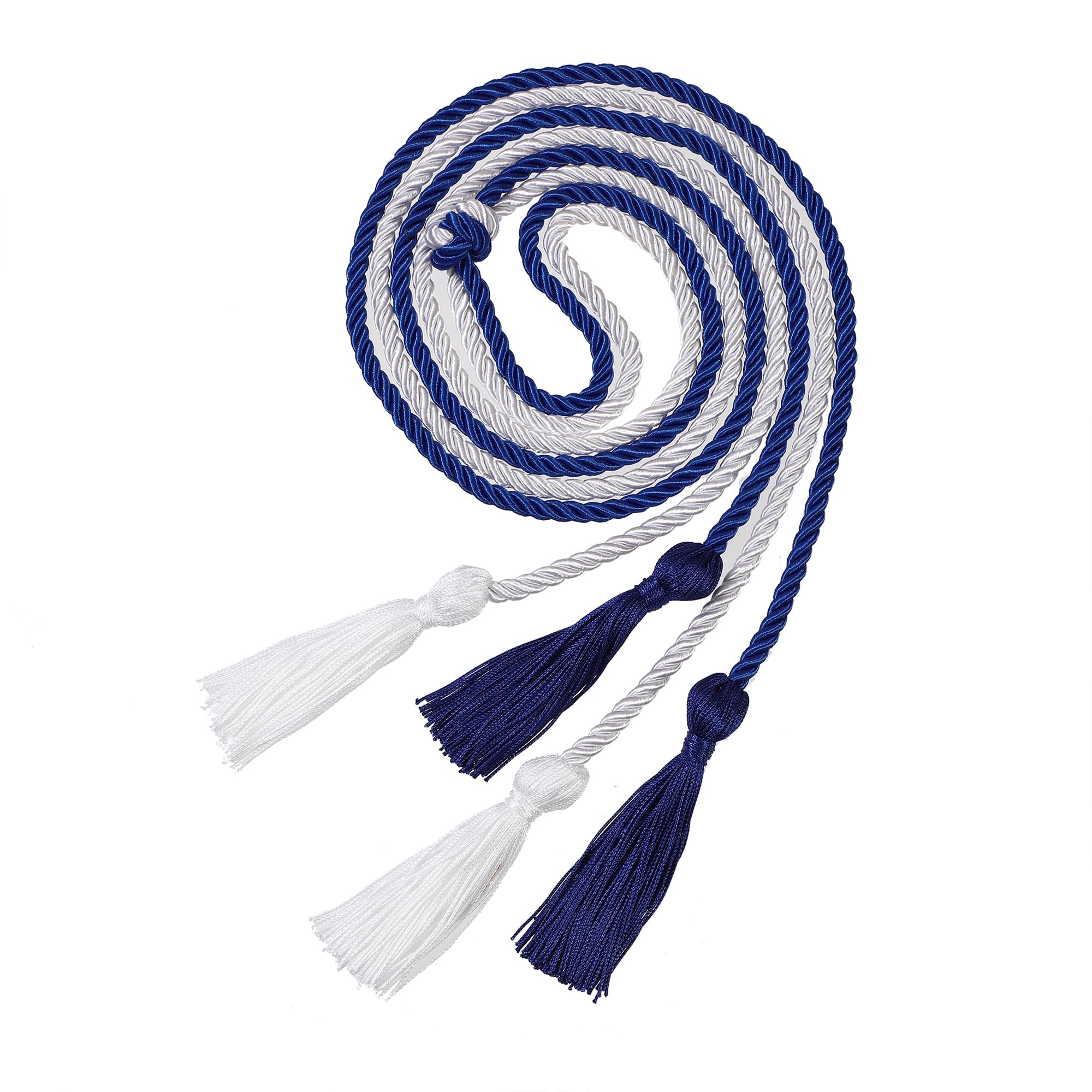 Graduation Double Honor Cords with Tassel, 68" (Royal Blue+White)